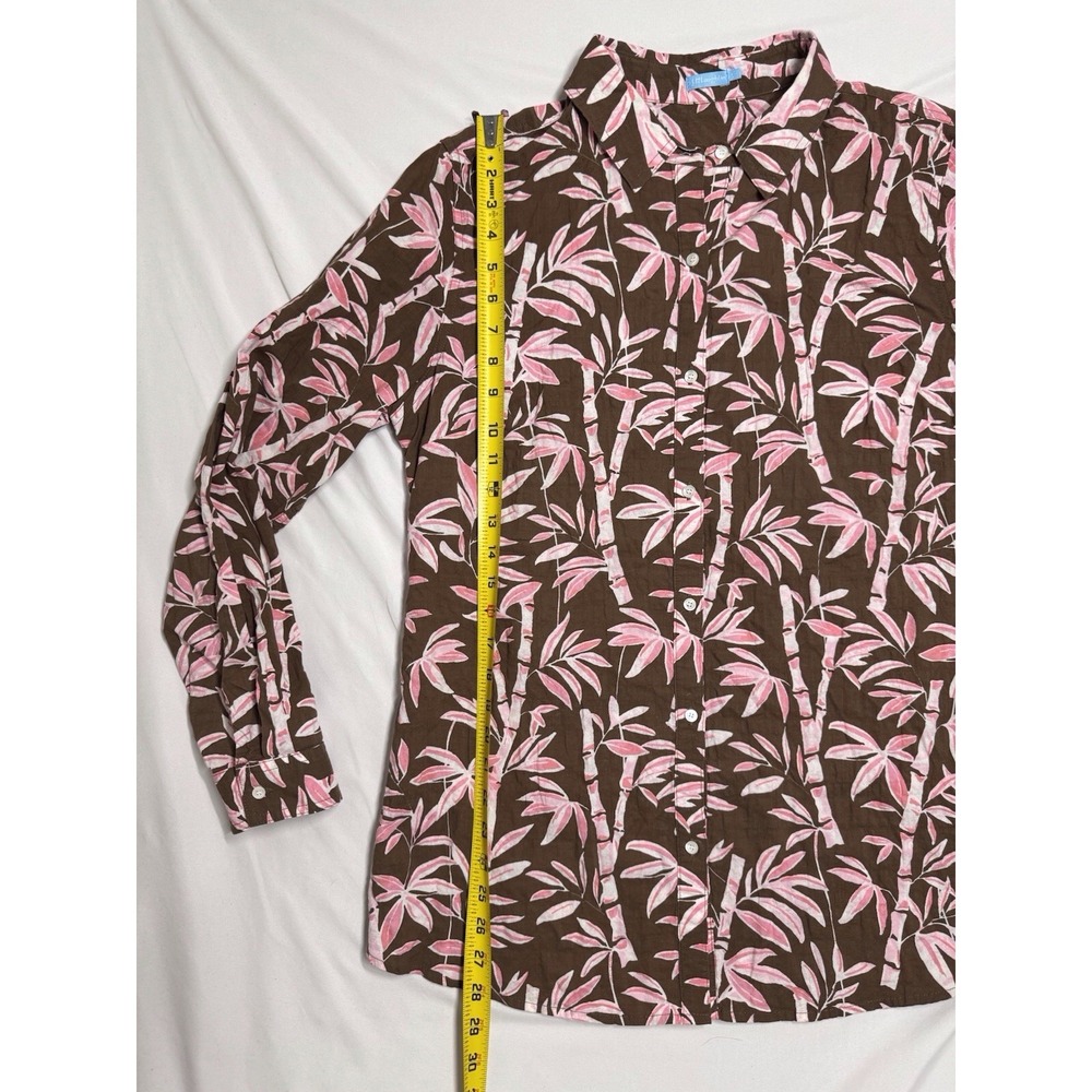 J.Mclaughlin Lois Blouse Brown/Pink Bamboo Grove Long Sleeve Womens Large - Picture 5 of 6